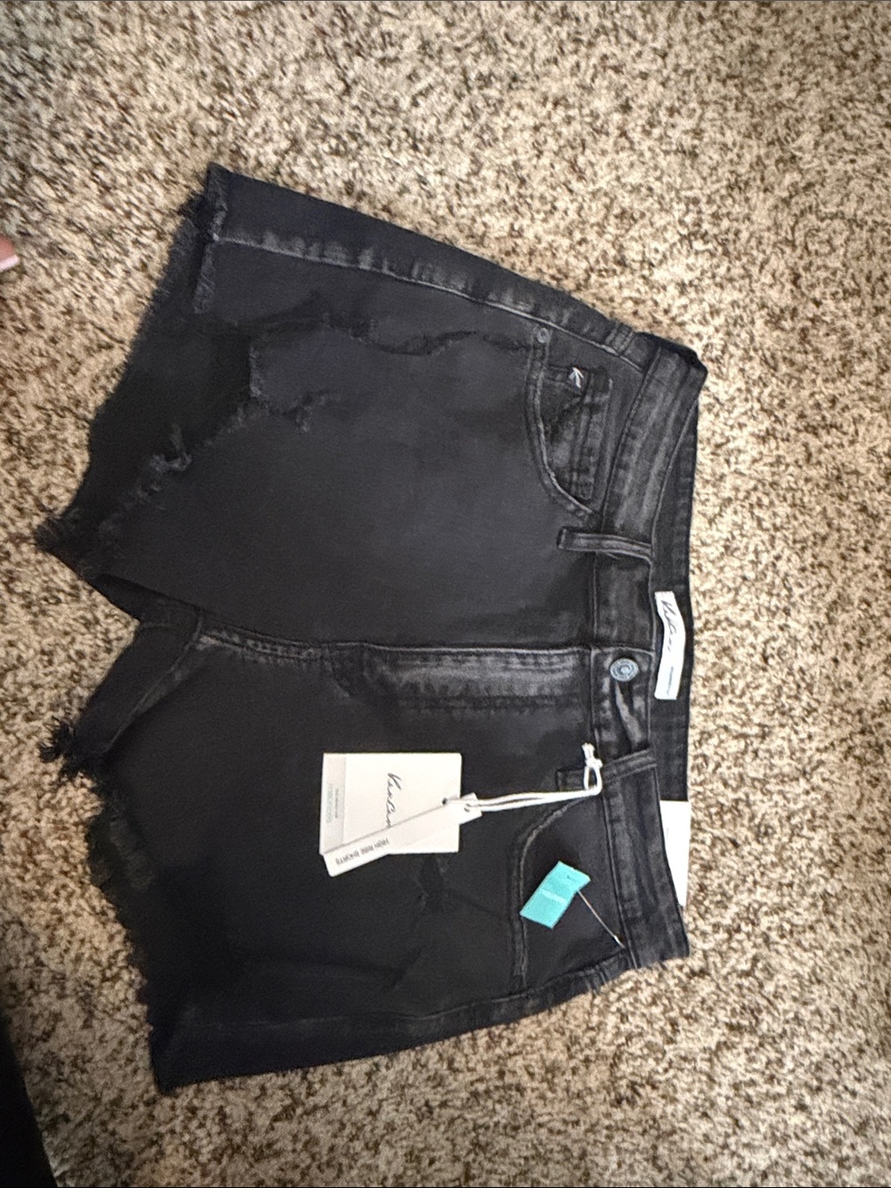 KanCan Black Distressed High-Rise Jean Shorts